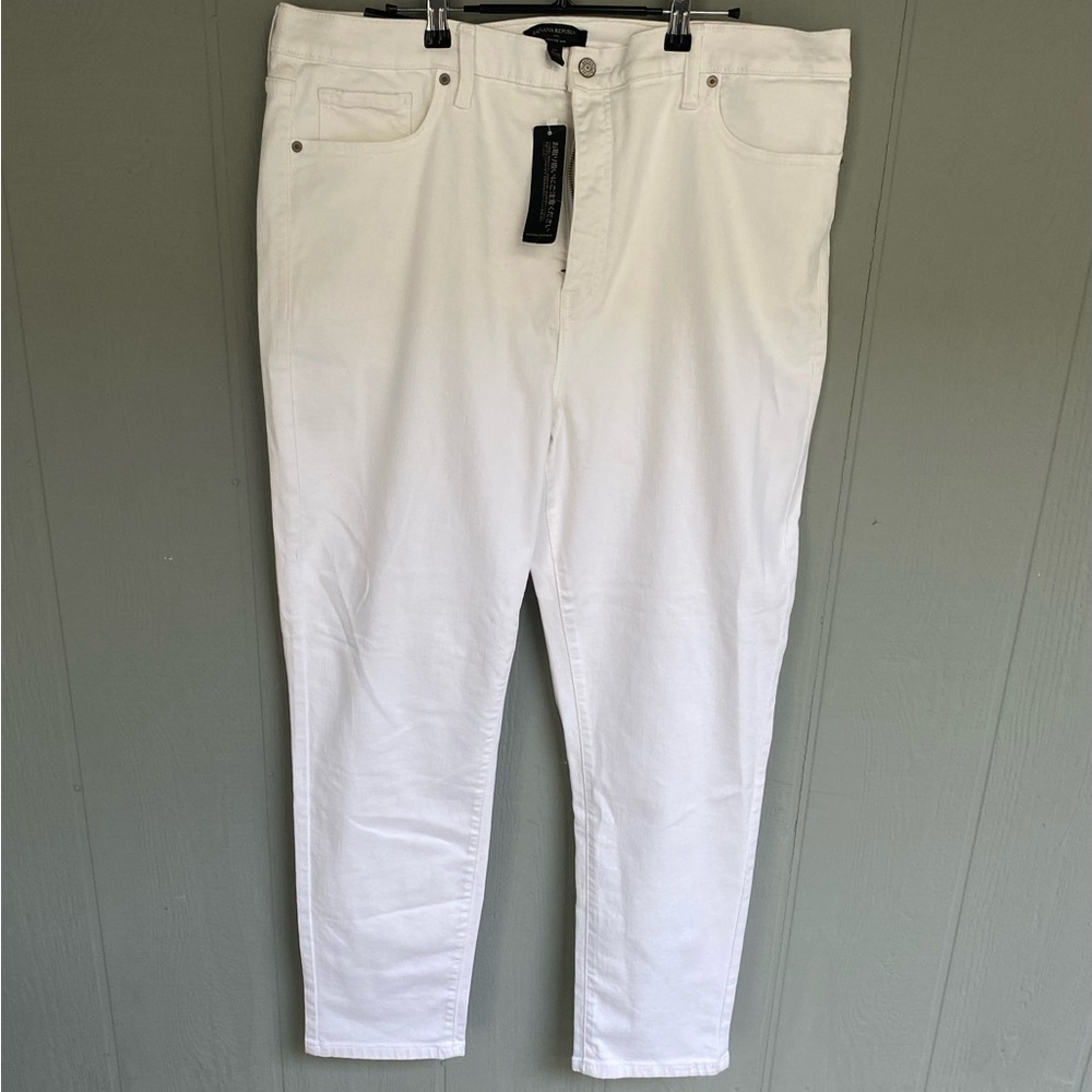 Banana Republic High Rise Slim White Denim Jeans 35/20 Tall